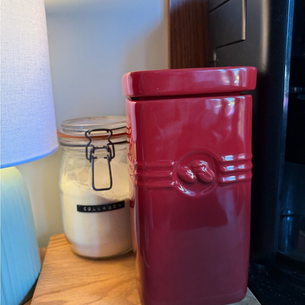 Le Creuset Red Coffee Canister with lid